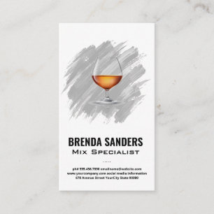 Cocktail Glass   Artistic Paint Brush Stroke Business Card