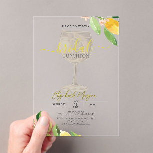 Cocktail Glass Lemon Fruit  Bridal Luncheon Acrylic Invitations