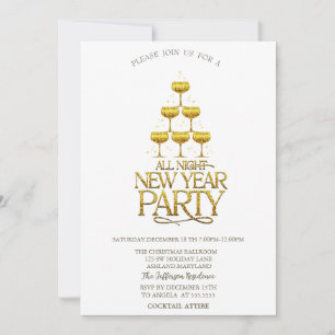 Cocktail Glass Stars Christmas Company Invitation