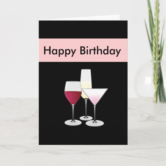 Cocktail Glasses Birthday Card (Front)