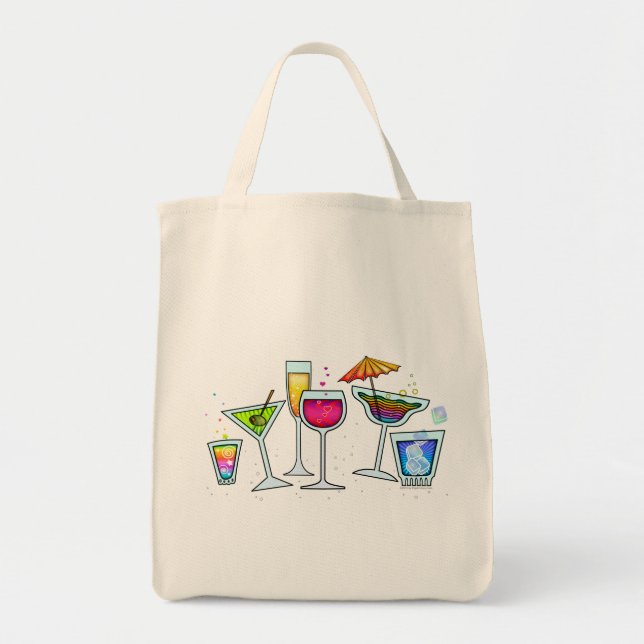 COCKTAIL GLASSES GROCERY or TOTE BAG (Front)
