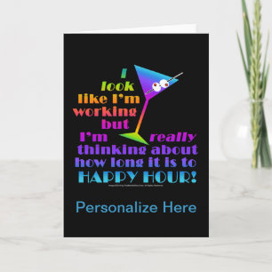Cocktail Greeting Cards - How Long to Happy Hour