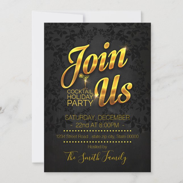 Cocktail Holiday Party Invitation (Front)