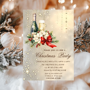 Cocktail Holly Berry Red Bow Company Christmas Invitation