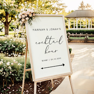 Cocktail Hour Elegant Calligraphy Wedding modern Poster