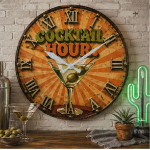 Cocktail Hour Large Clock