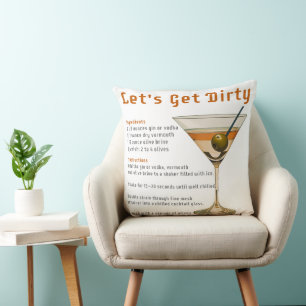 Cocktail Hour Let's Get Dirty Martini Recipe Cushion