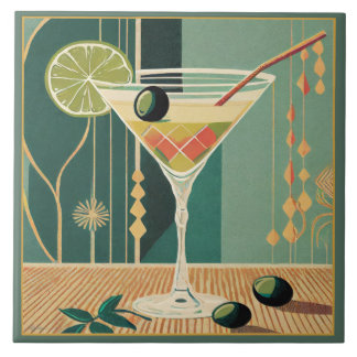 Cocktail Hour Martini Mid Century Design Ceramic Tile