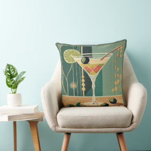 Cocktail Hour Martini Mid Century Design Cushion