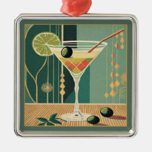 Cocktail Hour Martini Mid Century Design Metal Ornament