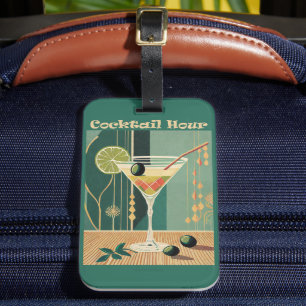 Cocktail Hour Mid Century Design Luggage Tag