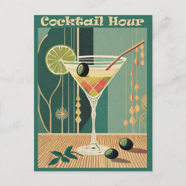 Cocktail Hour Mid Century Design Postcard (Front)