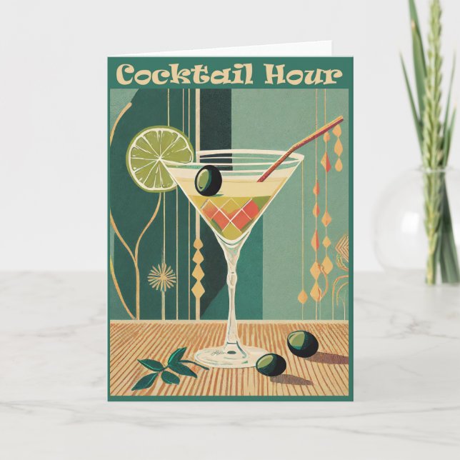 Cocktail Hour Mid Century Modern Martini Card (Front)