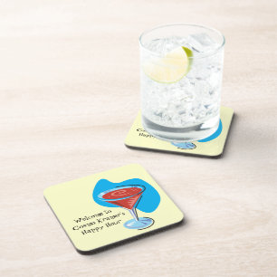 Cocktail Hour_retro-style Cosmo glass personalised Coaster