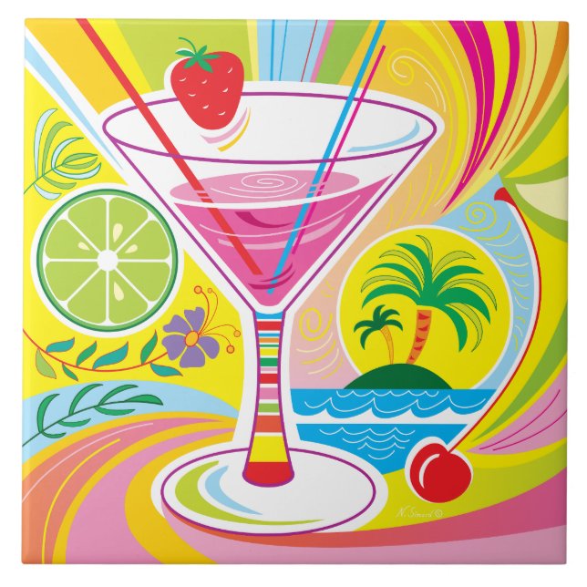 Cocktail Island Ceramic Tile (Front)