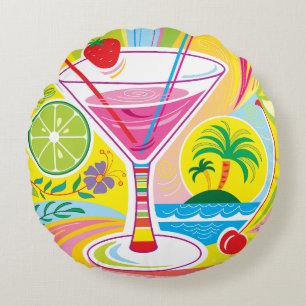 Cocktail Island Round Cushion