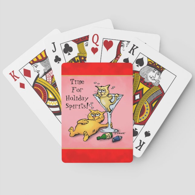 Cocktail Kittens Holiday Spirits Playing Cards (Back)