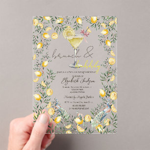 Cocktail Lemons Peacock Brunch Bubble Acrylic Invitations