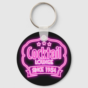 Cocktail lounge retro neon sign key ring