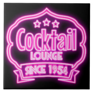 Cocktail lounge retro vintage neon sign liquor bar ceramic tile