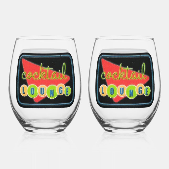 Cocktail Lounge Stemless Wine Glasses (Front)