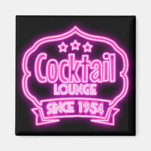 Cocktail lounge vintage neon sign bar black pink magnet