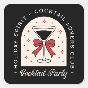 Cocktail lovers party coquette martini funny black square sticker