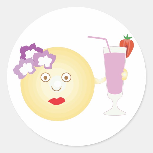 Cocktail Loving Girly Emoji Stickers (Front)