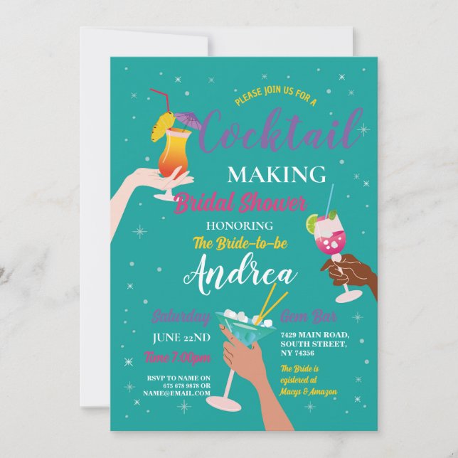 Cocktail Making Bridal Shower Bachelorette Party Invitation (Front)
