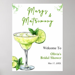 Cocktail Margs and Matrimony Bridal Shower Welcome Poster