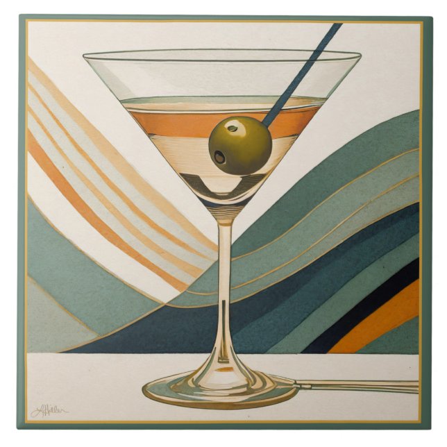 Cocktail Martini Mid Century Design Ceramic Tile (Front)