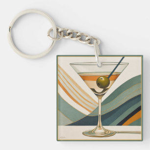 Cocktail Martini Mid Century Design Key Ring