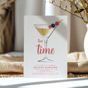Cocktail Martini Modern Minimalist Adult Birthday Invitation