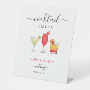 Cocktail mixed drinks Cocktail station wedding Pedestal Sign