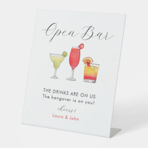 Cocktail mixed drinks Open Bar wedding Pedestal Sign