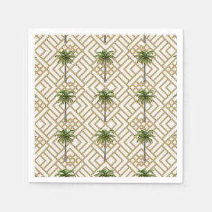 Cocktail Napkin Gold with Palm Trees