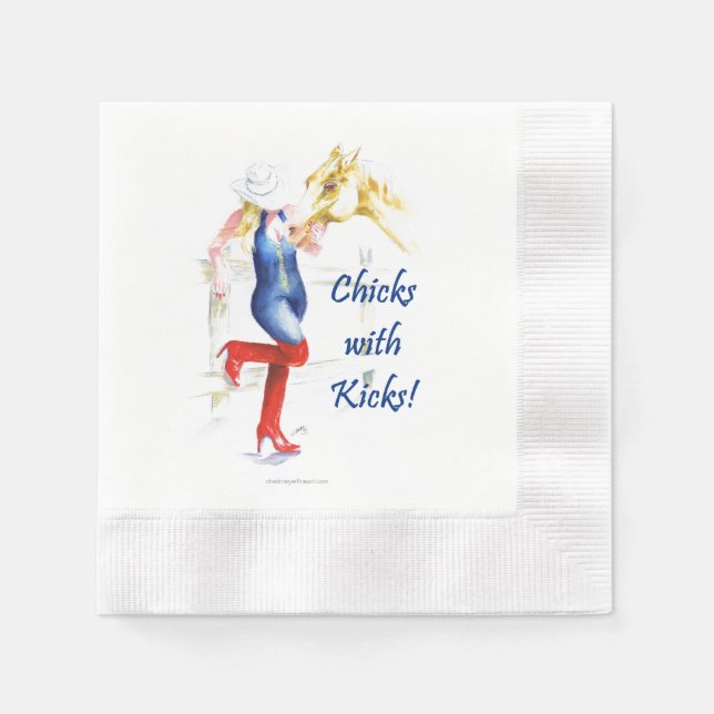 Cocktail Napkin-Sassy Cowgirl - Chicks with Kicks Napkin (Front)