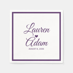 Cocktail Napkins Simple Script Heart (Plum)