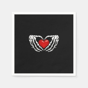 Cocktail Napkins, Skeleton Hands Around Heart  Napkin