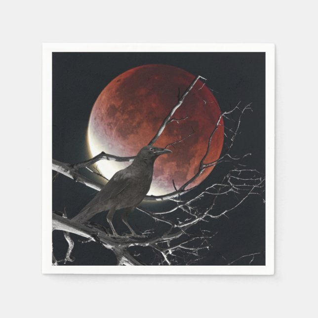 Cocktail Napkins, The Raven In Red and Black Napkin (Front)