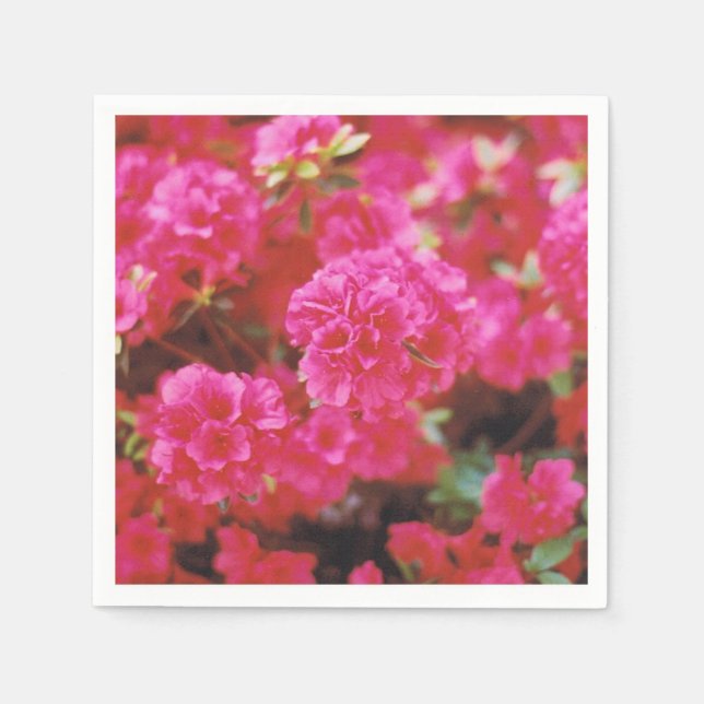 Cocktail Napkins with a Bright Pink Floral Design (Front)