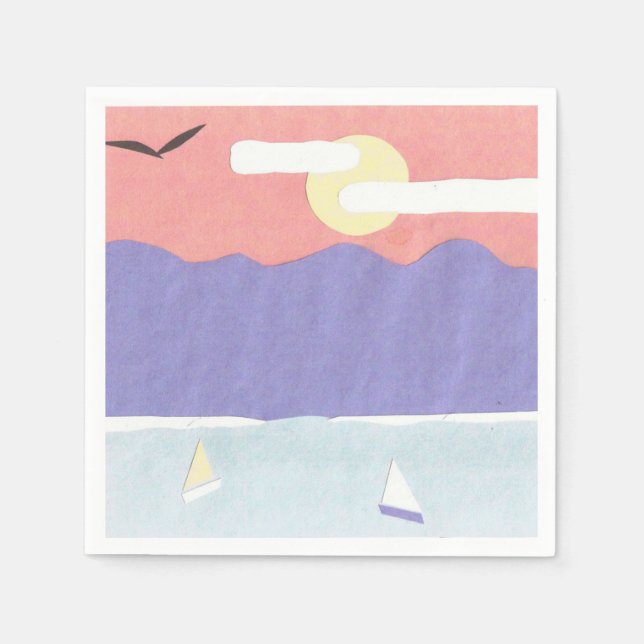 Cocktail Napkins with a Sunset Mountain Scene (Front)