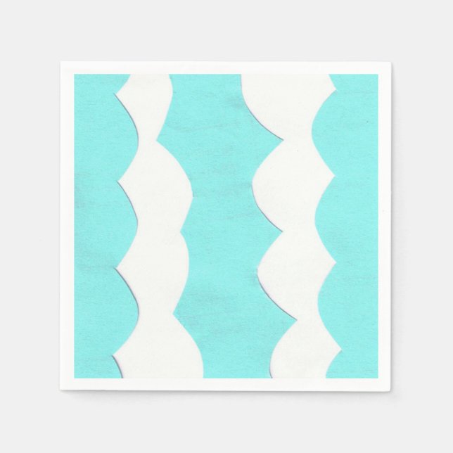 Cocktail Napkins with Aqua and White Design (Front)