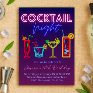 Cocktail Night - Neon Drink  Invitation