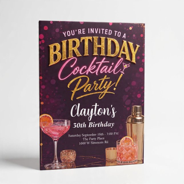 Cocktail Night Theme Birthday Party Invitation (Creator Uploaded)