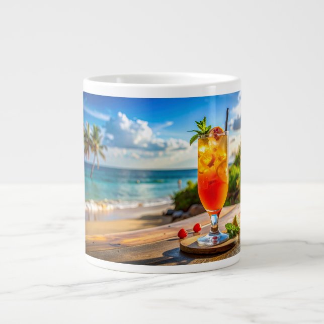 Cocktail on beach large coffee mug (Front)
