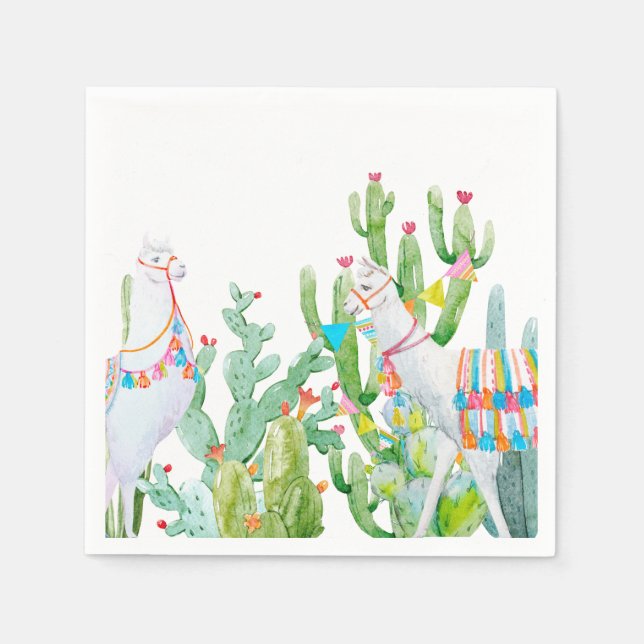 Cocktail Paper Napkin Boho Llama Bohemian Cacti De (Front)