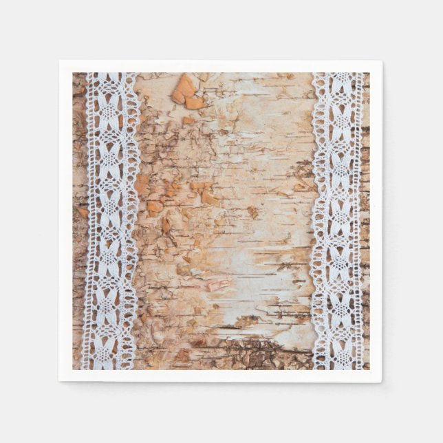 Cocktail Paper Napkin country barn wood lace trim (Front)