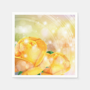Cocktail Paper Napkins-Yellow Roses Napkins