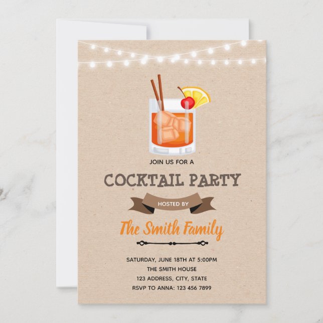 Cocktail party birthday Invitation (Front)